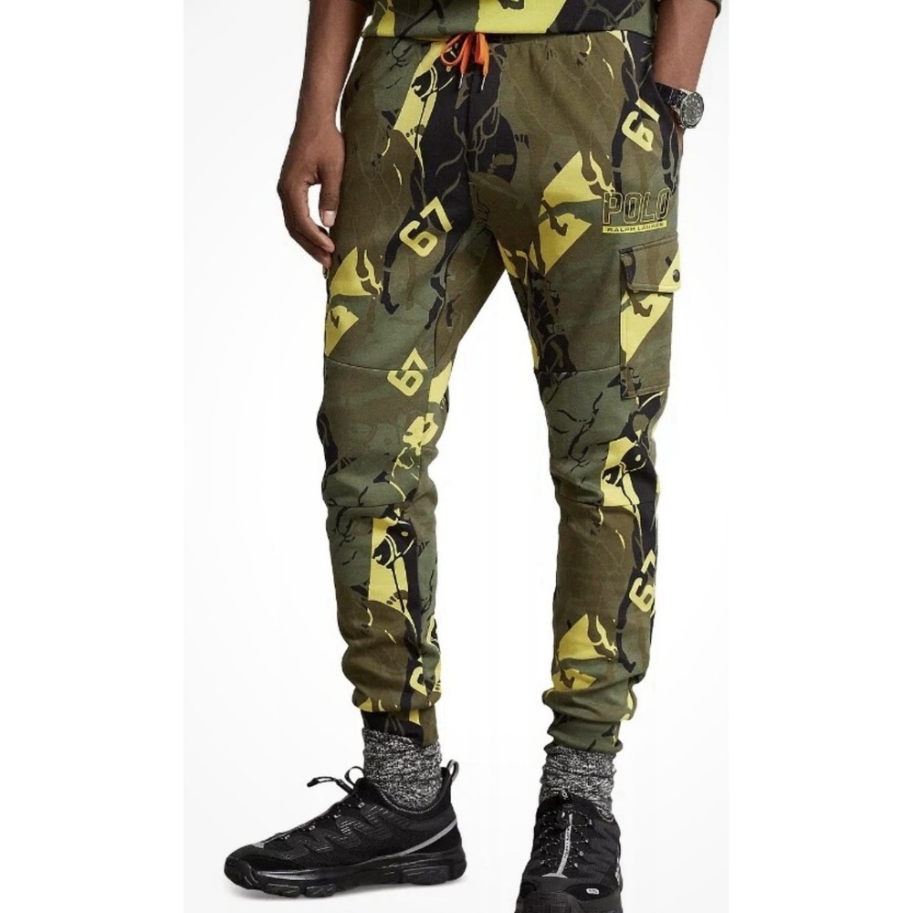 Polo Ralph Lauren Military US Army Yellow Camo Big Pony Cargo Sweatpants 5LT